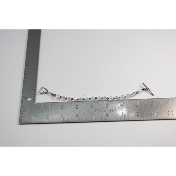 Aurora Borealis Beaded Necklace Clear .925 Clasp 88053 - Picture 4 of 5